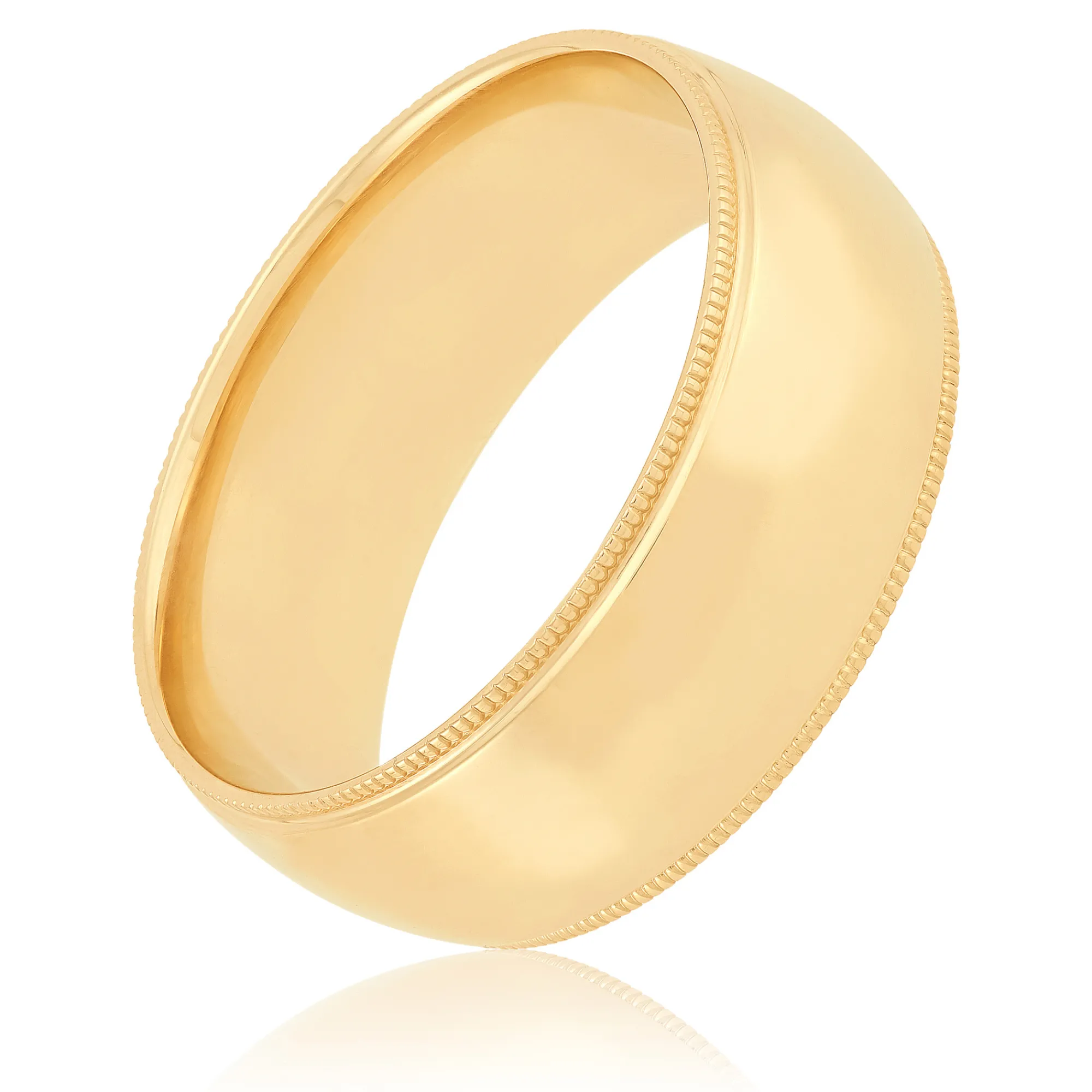 Yellow Gold Polished Milgrain Edge Comfort Fit 8mm Band 14K Clearance