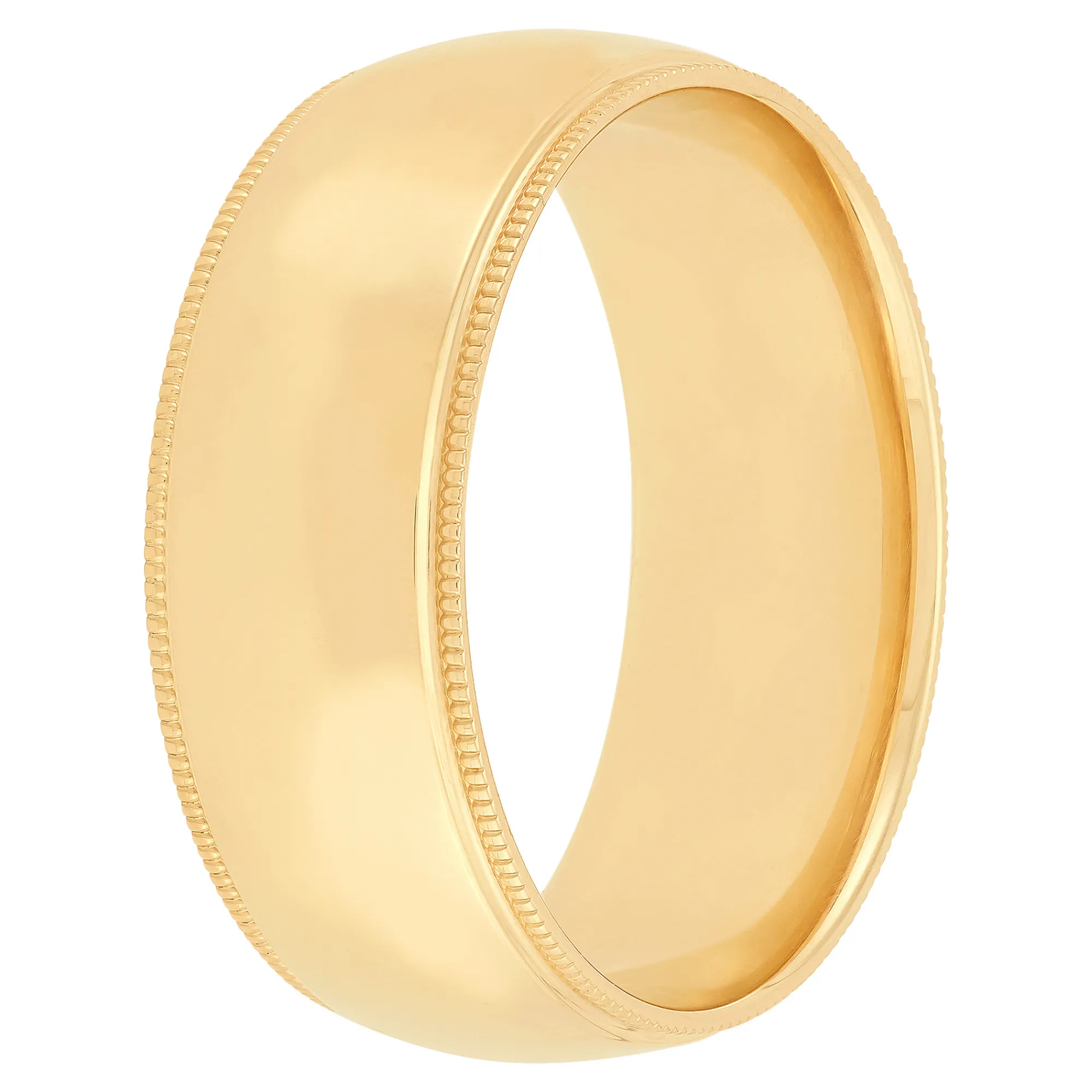 Yellow Gold Polished Milgrain Edge Comfort Fit 8mm Band 14K Clearance