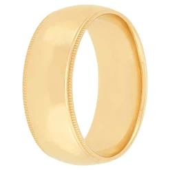 Yellow Gold Polished Milgrain Edge Comfort Fit 8mm Band 18K Hot