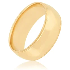 Yellow Gold Polished Milgrain Edge Comfort Fit 8mm Band 18K Hot