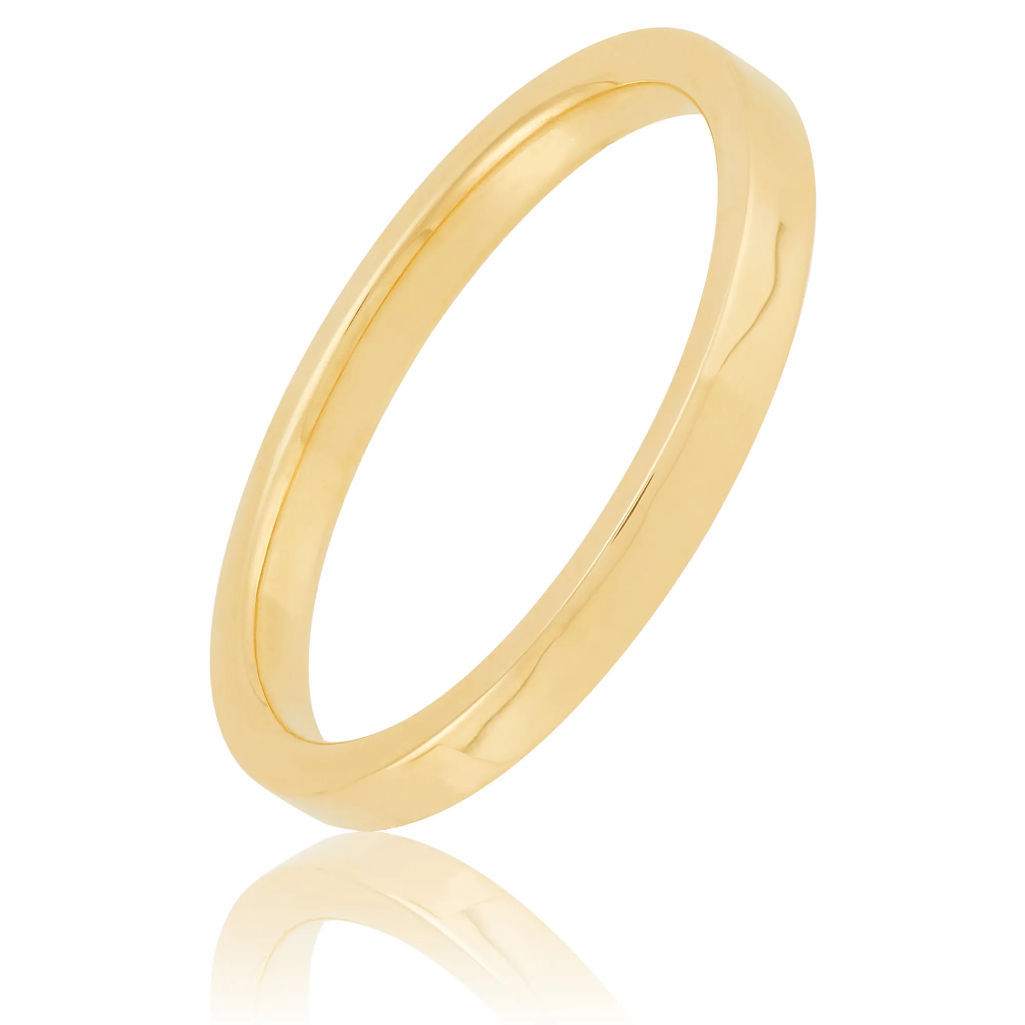 Yellow Gold Polished Pipe Comfort Fit 2mm Band 18K Discount