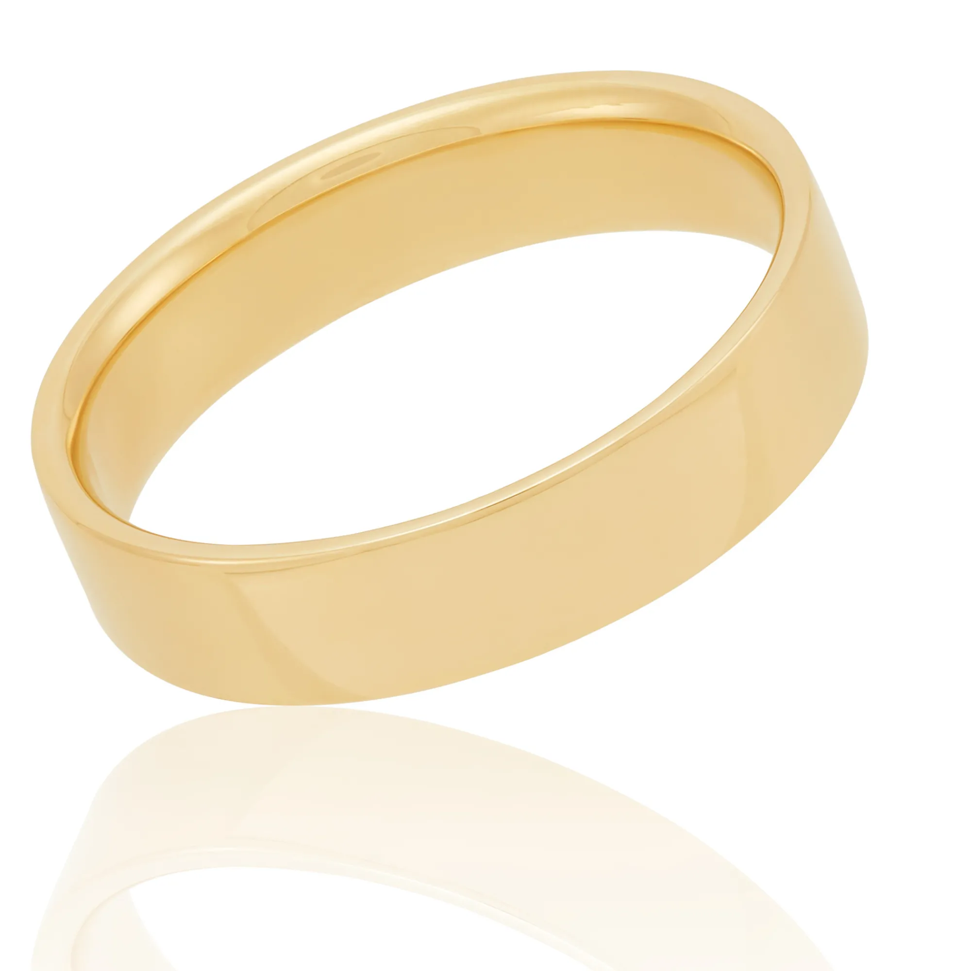 Yellow Gold Polished Pipe Comfort Fit 5mm Band 18K New