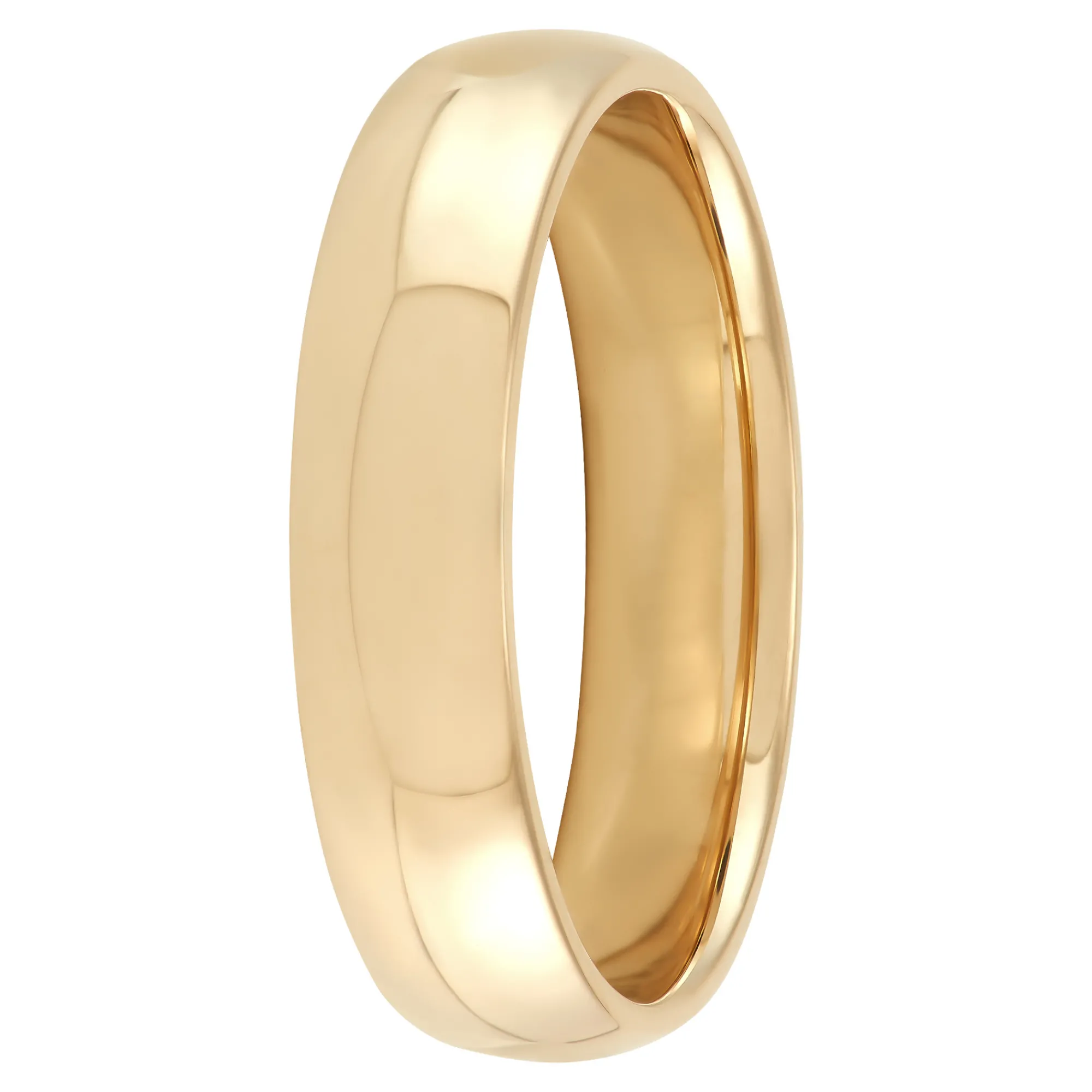 Yellow Gold Polished Rounded Comfort Fit 5mm Band 18K