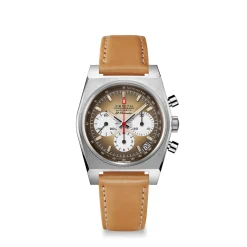 Zenith CHRONOMASTER Revival El Primero A385 Watch Brown Dial Brown Leather Strap, 37mm Outlet