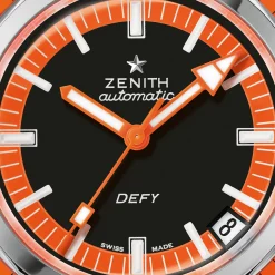 Zenith Defy Revival Black and Orange Dial Watch, 37mm New