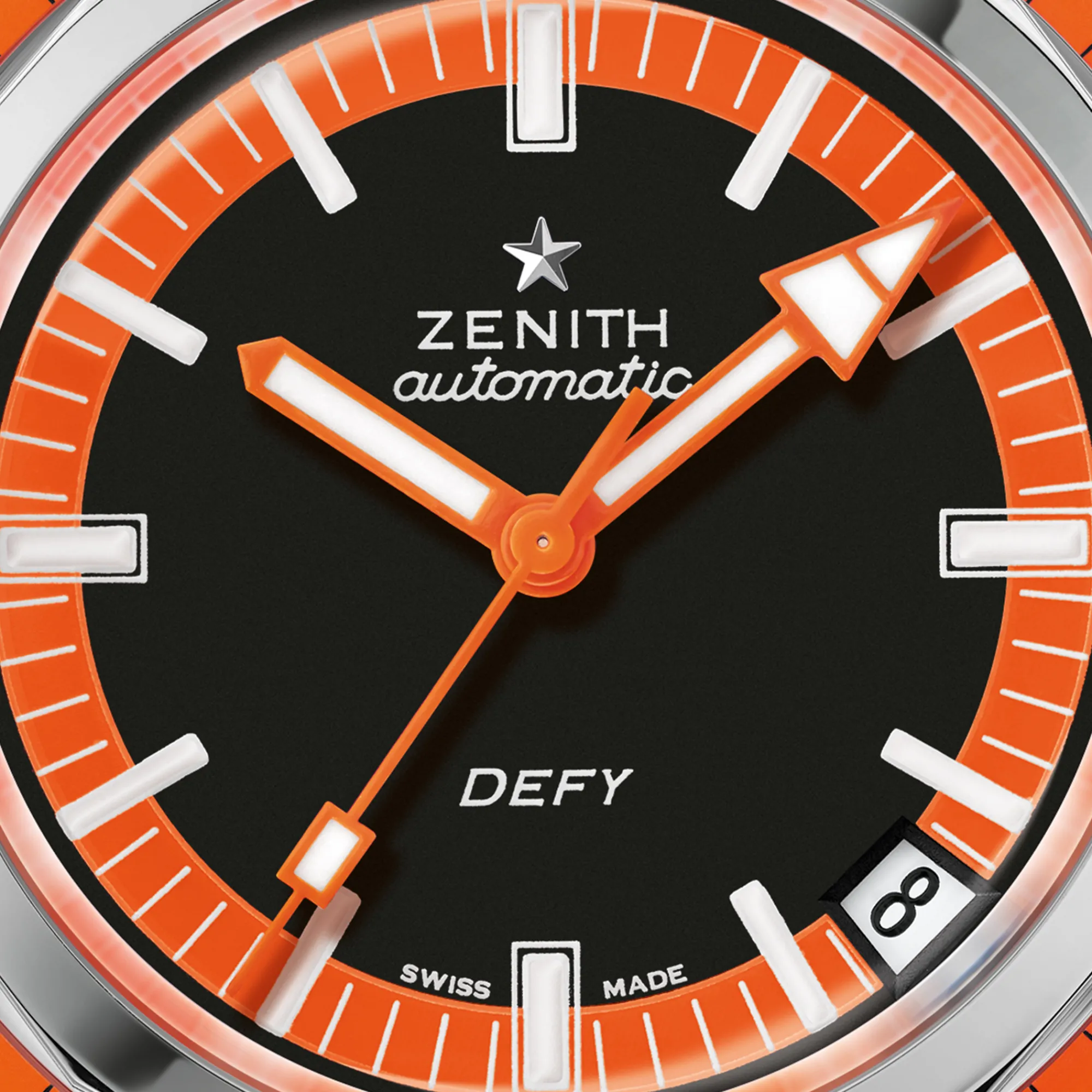 Zenith Defy Revival Black and Orange Dial Watch, 37mm New
