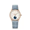 Zenith ELITE Moonphase Watch Silver-Tone Dial Blue Leather Strap, 36mm Online