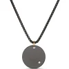 Zirconium Disc Pendant on 24mm Black Stainless-Steel Chain Best
